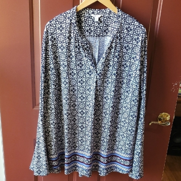 Cato Navy and White Tunic Top - Picture 1 of 13